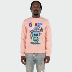 Men's TWO MILL TWENTY "Good Guy" Graphic Embroidered Sweatshirt Pink PINK -men‘s shop online TMF32202PNK G 02