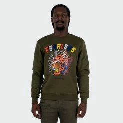 Men's TWO MILL TWENTY "Fearless" Tiger Graphic Multi Texture Sweatshirt Olive OLIVE GREEN 8 Men's TWO MILL TWENTY "Fearless" Tiger Graphic Multi Texture Sweatshirt Olive OLIVE GREEN -men‘s shop online TMF32204OLV G 02