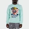 Men's TWO MILL TWENTY "No Mercy" Graphic Embroidered Sweatshirt Mint Green GREEN -men‘s shop online TMF32205MNT G 01