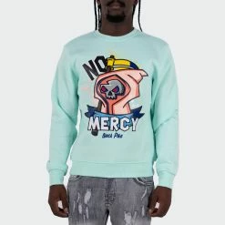 Men's TWO MILL TWENTY "No Mercy" Graphic Embroidered Sweatshirt Mint Green GREEN