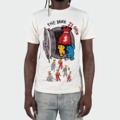 Men's TWO MILL TWENTY "The Bank Is Open" Graphic T-Shirt Off White WHITE