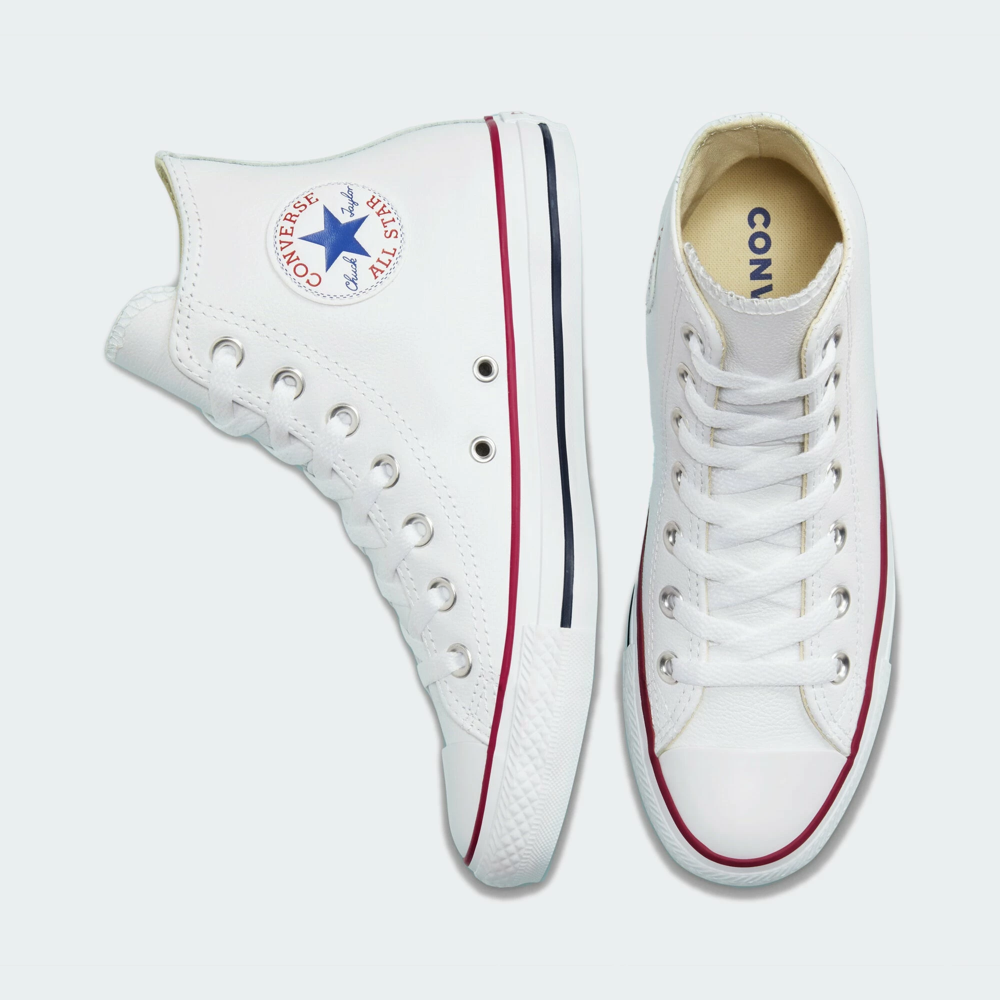 Unisex Converse Chuck Taylor All Star Leather Hi Shoes White WHITE 6 Unisex Converse Chuck Taylor All Star Leather Hi Shoes White WHITE - Image 4
