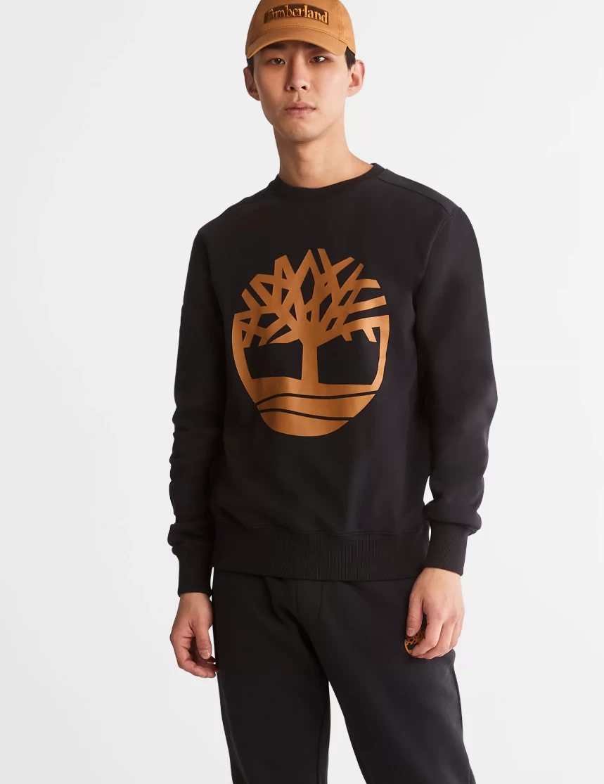 Men's Timberland Tree Logo Crewneck Sweatshirt Black BLACK 4 Men's Timberland Tree Logo Crewneck Sweatshirt Black BLACK - Image 2